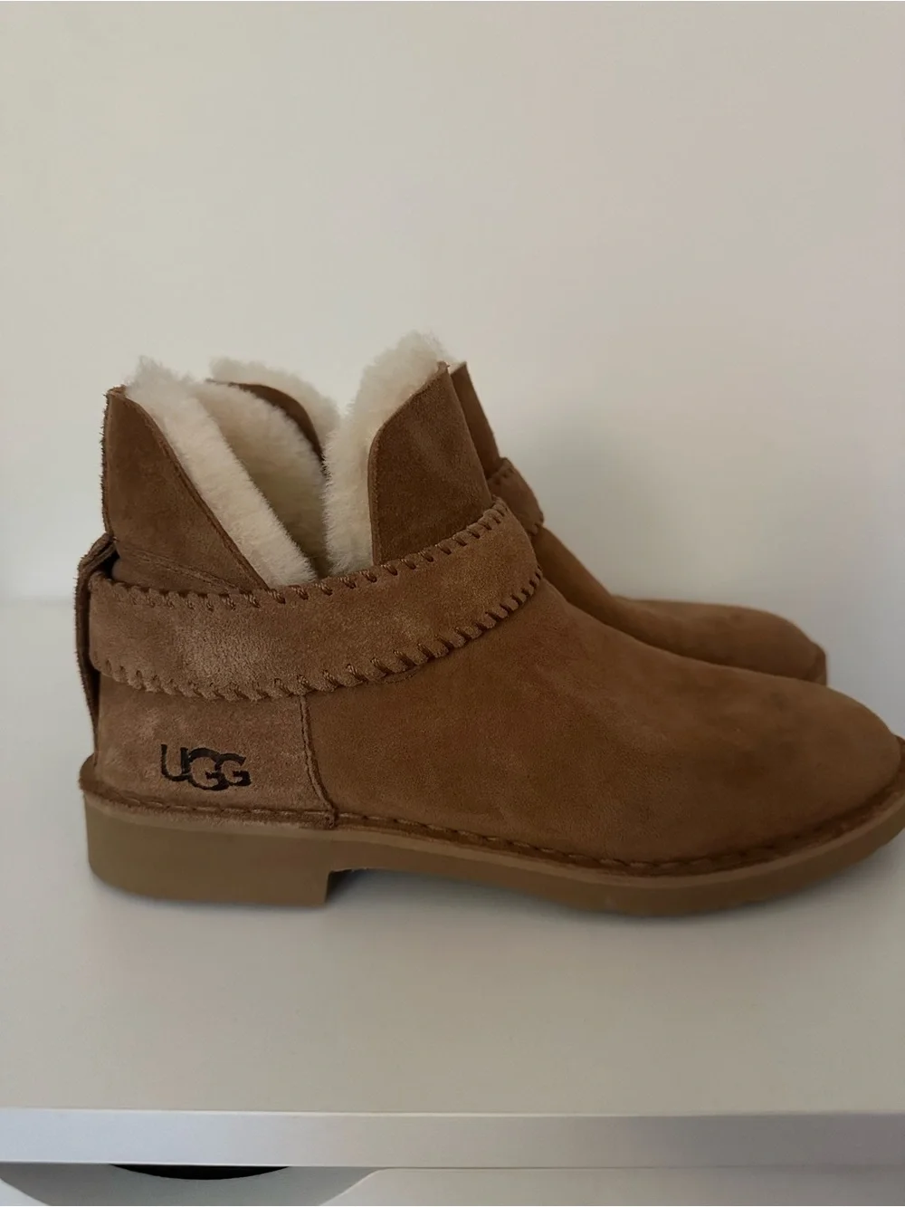 UGG Chestnut Suede Shearling-Lined Ankle Boots